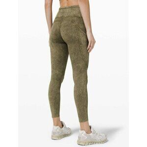 Lululemon Fast Free High Rise Tight 25" *Ice Dye Ice Wash Moss Green Sz 4 EUC